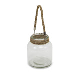 6" Clear and Brown Glass Tabletop Lantern Candle Holder - Homeroots