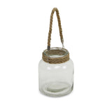 6" Clear and Brown Glass Tabletop Lantern Candle Holder - Homeroots - Flyclothing LLC