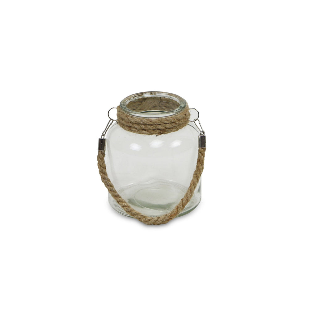 6" Clear and Brown Glass Tabletop Lantern Candle Holder - Homeroots - Flyclothing LLC