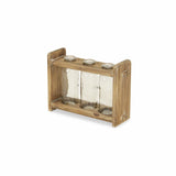 7" Set of Three Glass Jars in a Wood Rack - Homeroots - Flyclothing LLC