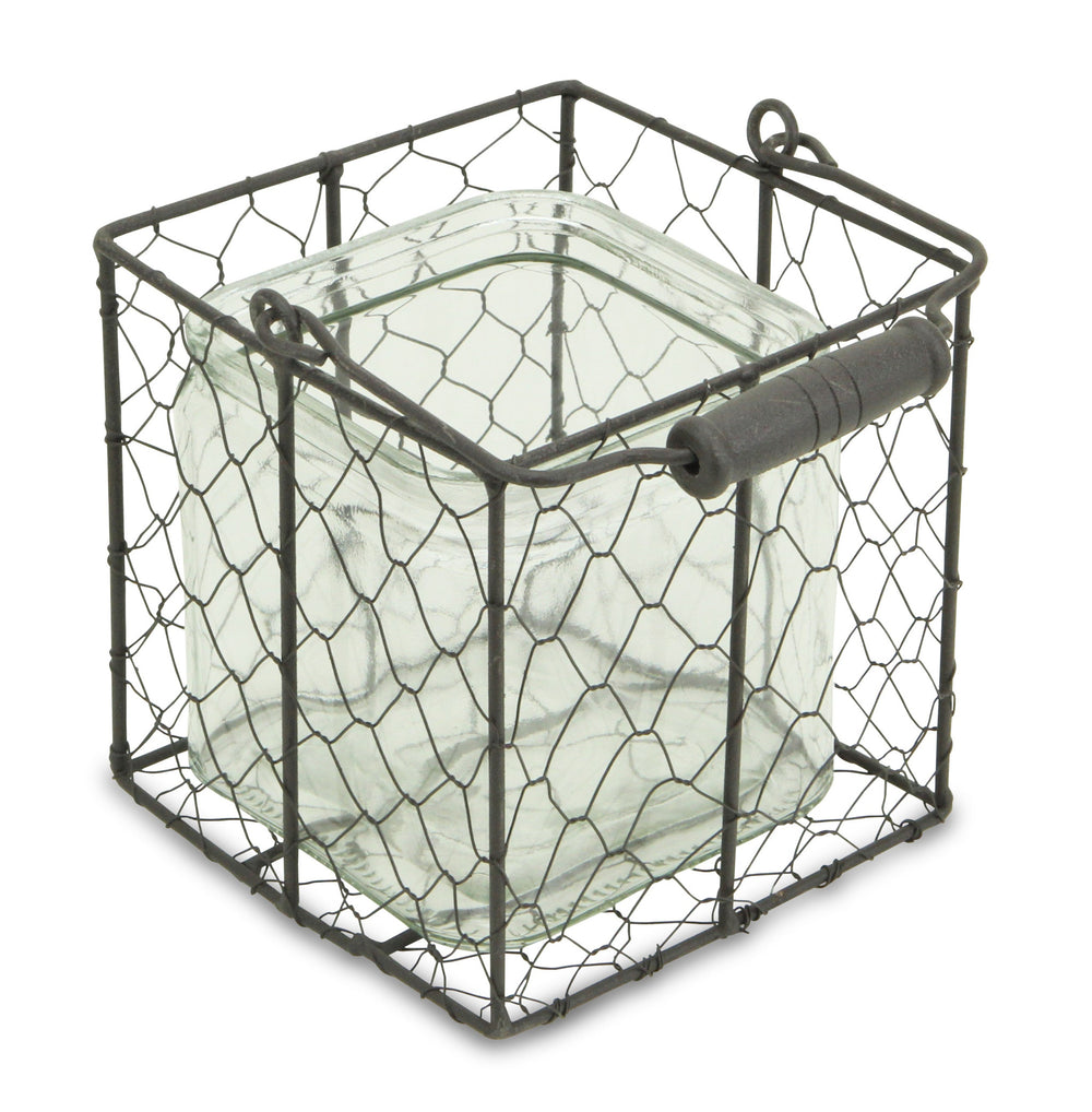 6" Clear and Brown Glass and Metal Lattice Tabletop Lantern Candle Holder - Homeroots - Flyclothing LLC