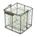 6" Clear and Brown Glass and Metal Lattice Tabletop Lantern Candle Holder - Homeroots - Flyclothing LLC