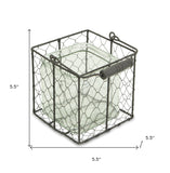 6" Clear and Brown Glass and Metal Lattice Tabletop Lantern Candle Holder - Homeroots - Flyclothing LLC
