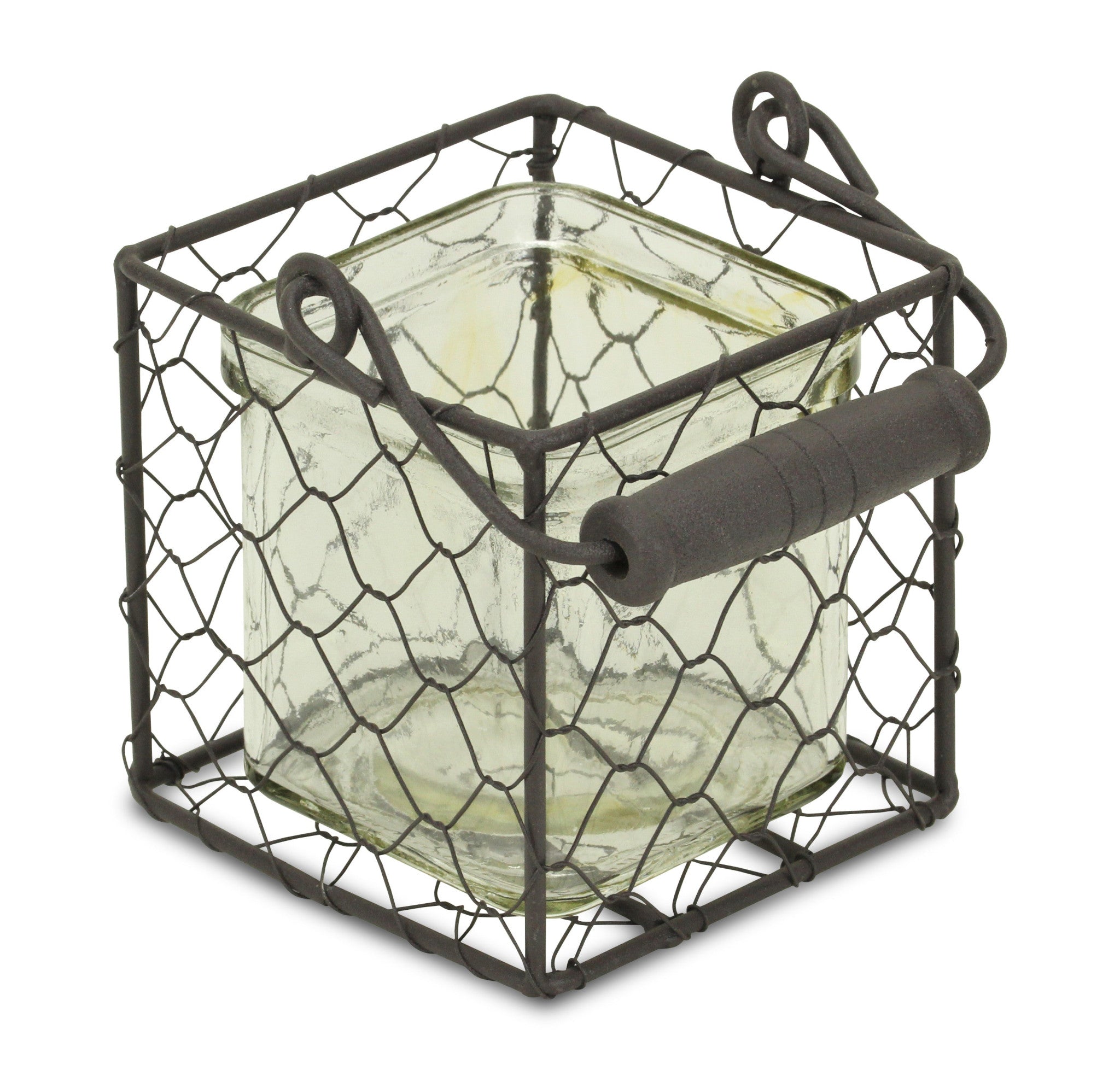 4" Clear and Brown Glass Tabletop Lantern Candle Holder - Homeroots - Flyclothing LLC
