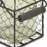 4" Clear and Brown Glass Tabletop Lantern Candle Holder