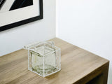 4" White Glass and Metal Lattice Tabletop Lantern Candle Holder - Homeroots - Flyclothing LLC
