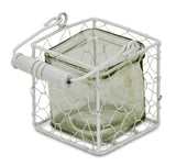 4" White Glass and Metal Lattice Tabletop Lantern Candle Holder - Homeroots - Flyclothing LLC