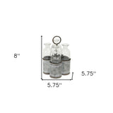 Set of Four Clear Galvanized Metal and Glass Decorative Bottles - Homeroots - Flyclothing LLC