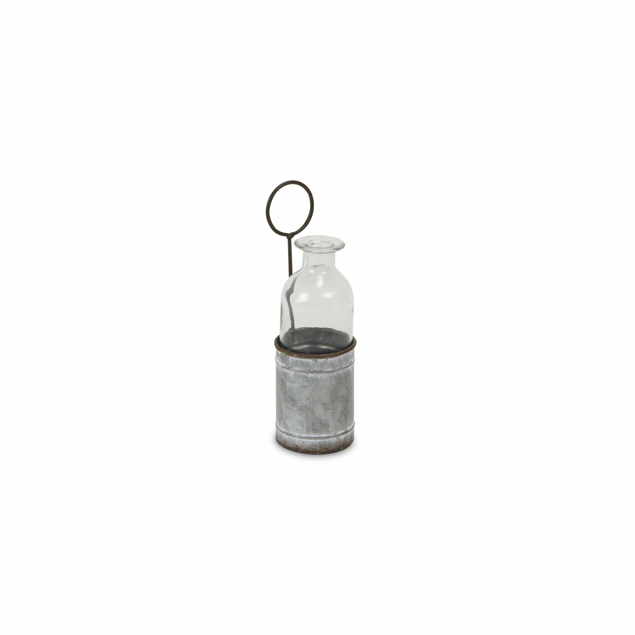 8" Gray Glass Decorative Bottle Tabletop Sculpture - Homeroots - Flyclothing LLC