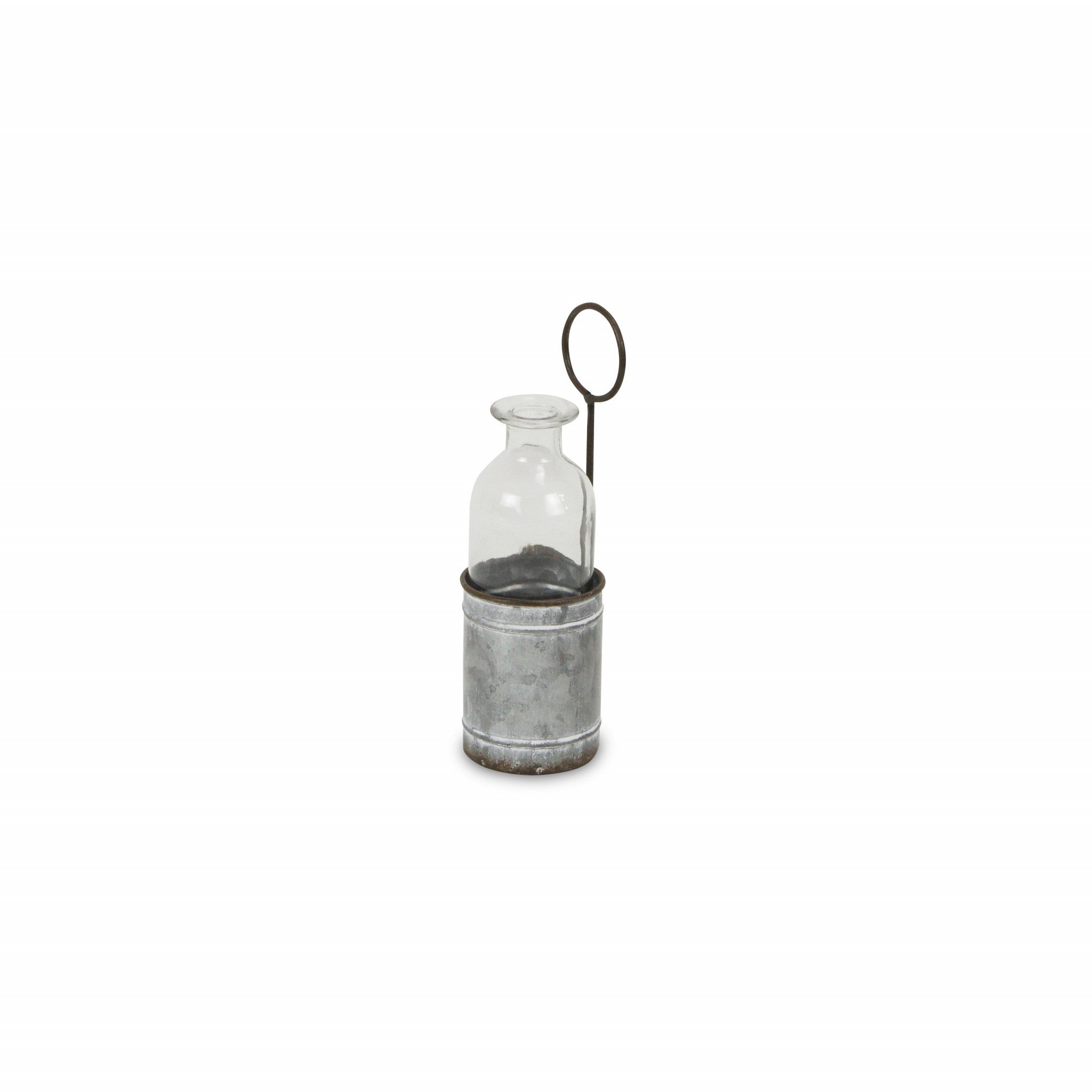 8" Gray Glass Decorative Bottle Tabletop Sculpture - Homeroots - Flyclothing LLC