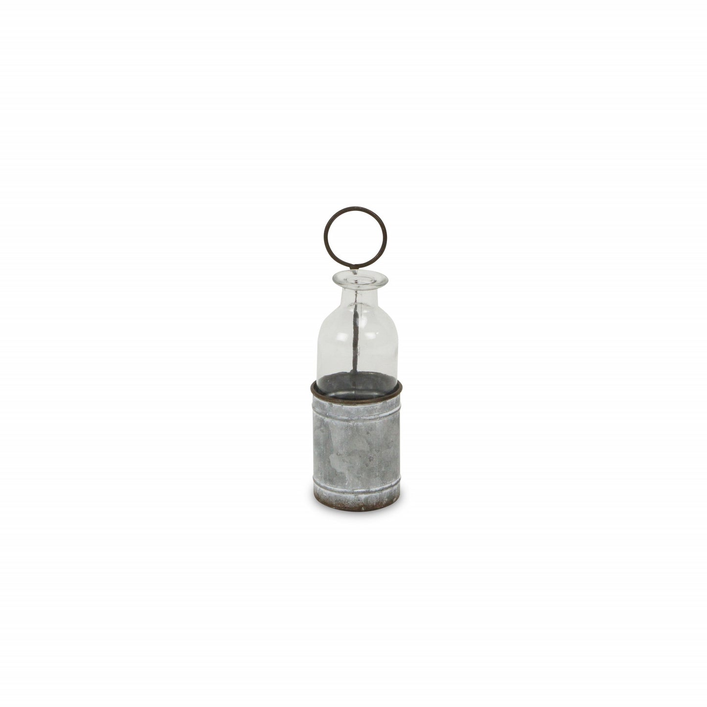 8" Gray Glass Decorative Bottle Tabletop Sculpture - Homeroots - Flyclothing LLC