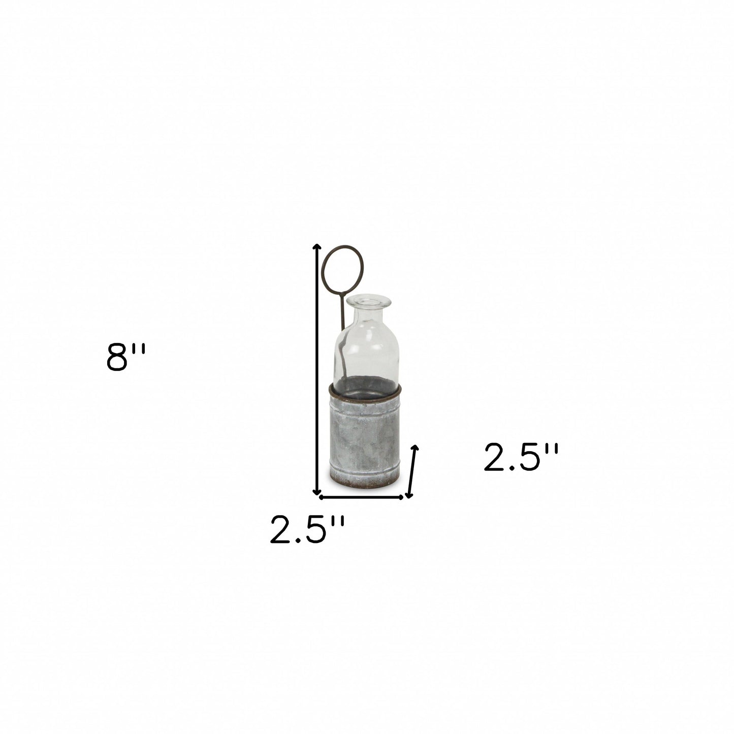 8" Gray Glass Decorative Bottle Tabletop Sculpture - Homeroots - Flyclothing LLC