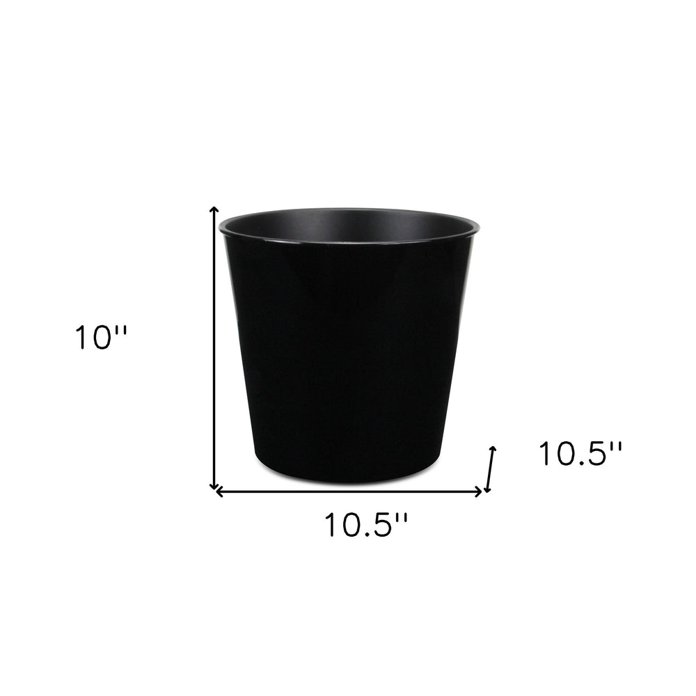 11" Black Recycled Plastic Indoor Outdoor Round Pot Planter - Homeroots - Flyclothing LLC