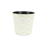 11" Cream Chevron Recycled Plastic Indoor Outdoor Round Pot Planter - Homeroots