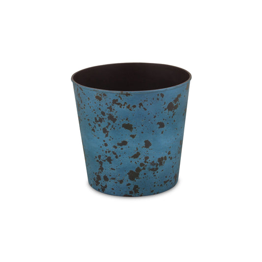 11" Blue Recycled Plastic Indoor Outdoor Round Pot Planter