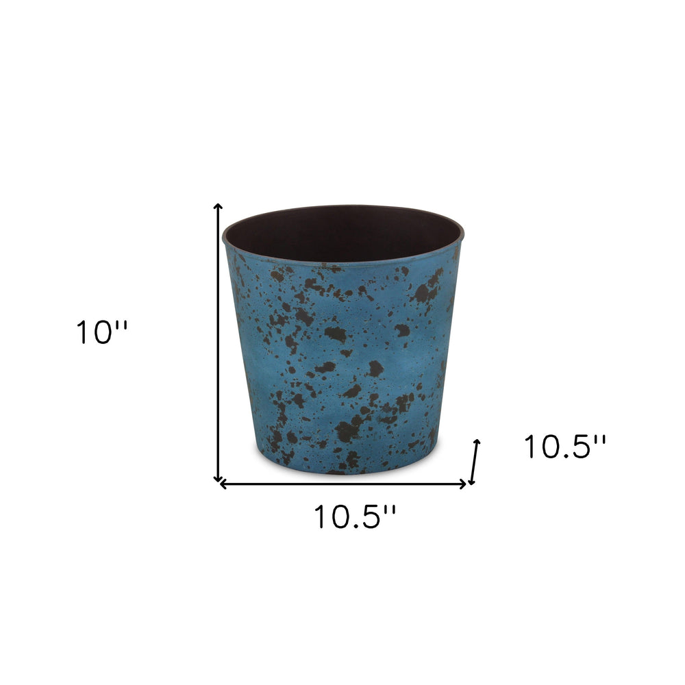 11" Blue Recycled Plastic Indoor Outdoor Round Pot Planter - Homeroots - Flyclothing LLC