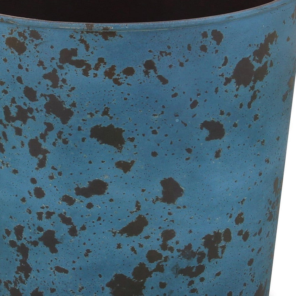 11" Blue Recycled Plastic Indoor Outdoor Round Pot Planter - Homeroots - Flyclothing LLC