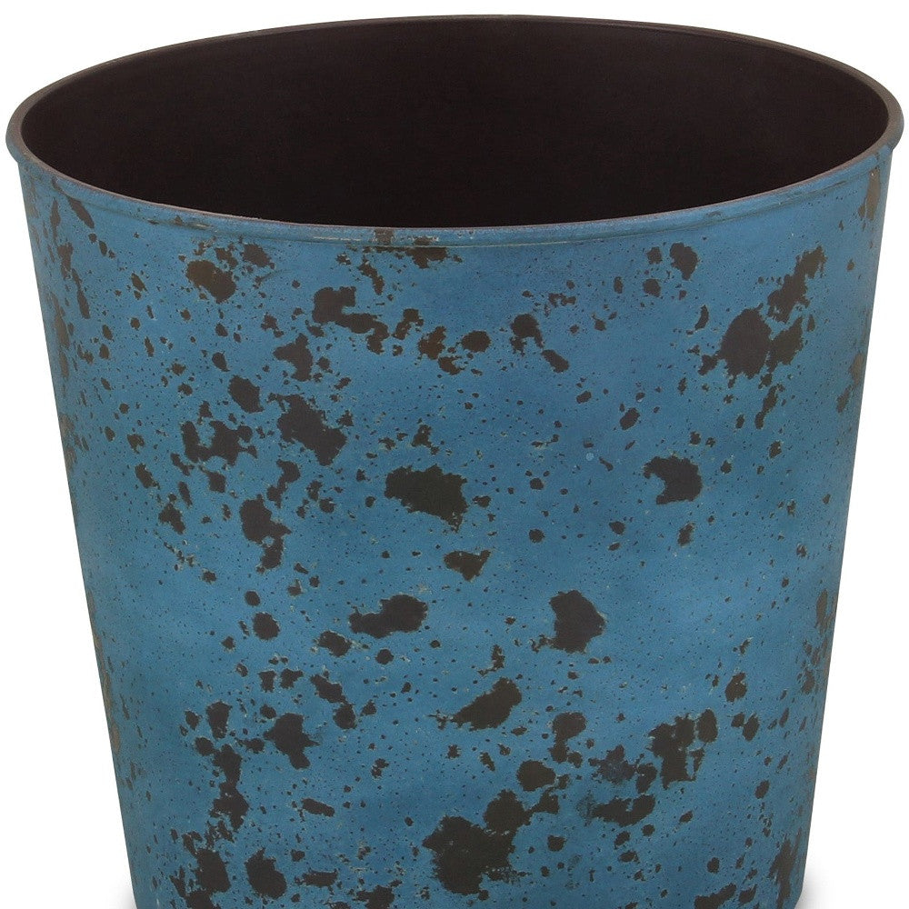 11" Blue Recycled Plastic Indoor Outdoor Round Pot Planter - Homeroots - Flyclothing LLC