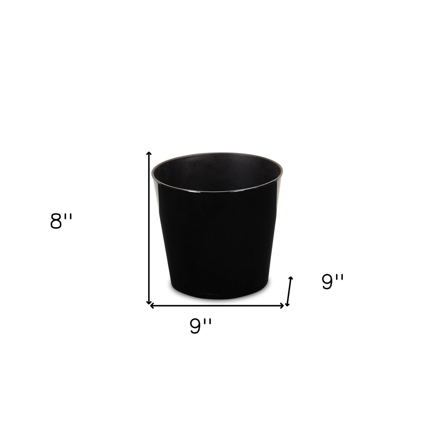 9" Black Recycled Plastic Indoor Outdoor Round Pot Planter - Homeroots - Flyclothing LLC