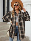 Plaid Collared Neck Long Sleeve Shirt - Trendsi - Flyclothing LLC