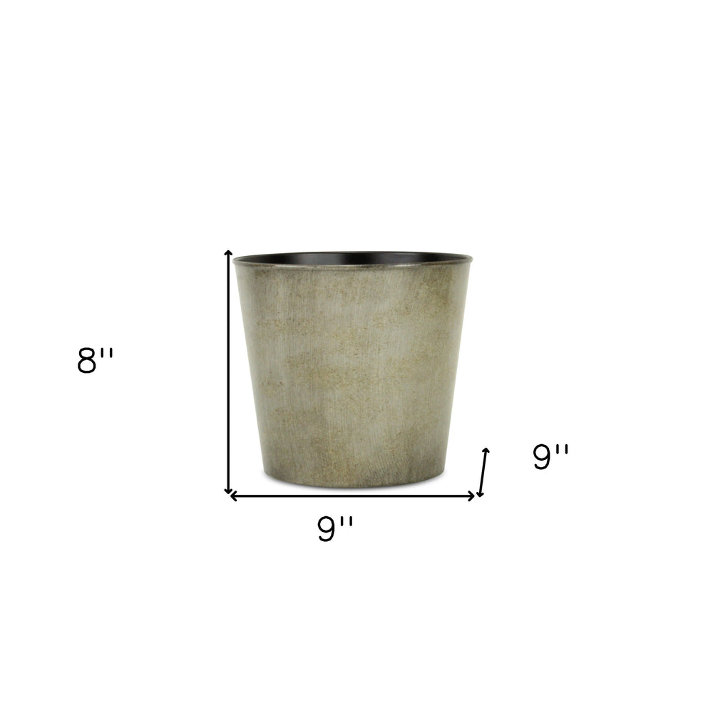 9" Gray Recycled Plastic Indoor Outdoor Round Pot Planter - Homeroots - Flyclothing LLC