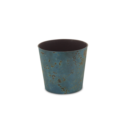 9" Blue Recycled Plastic Indoor Outdoor Round Pot Planter - Homeroots