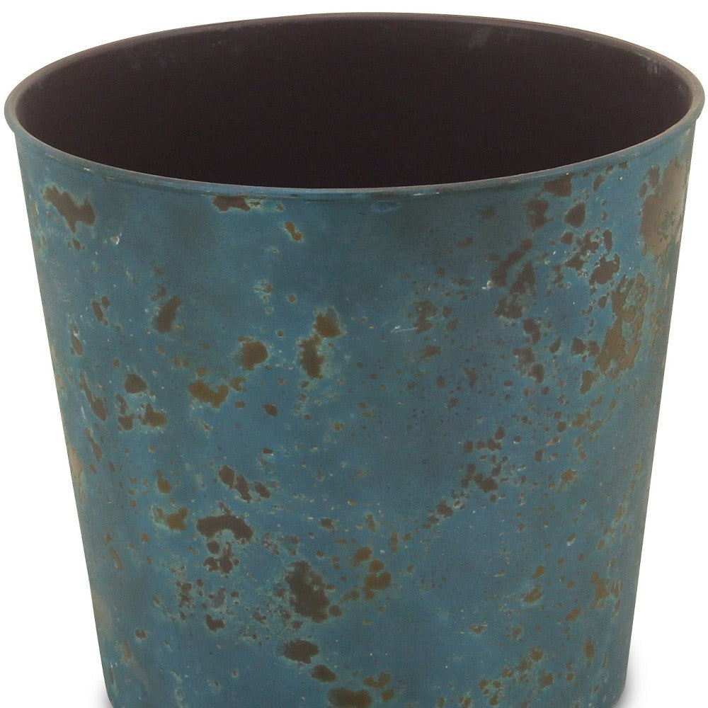 9" Blue Recycled Plastic Indoor Outdoor Round Pot Planter - Homeroots - Flyclothing LLC