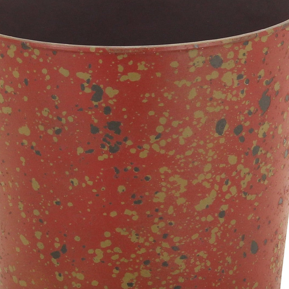 9" Red Recycled Plastic Indoor Outdoor Round Pot Planter - Homeroots - Flyclothing LLC