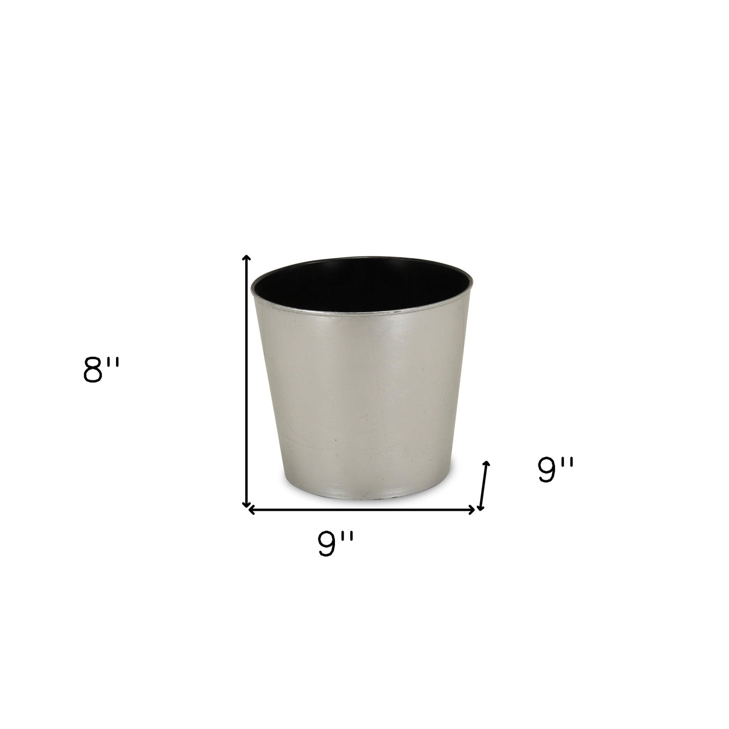 9" Silver Recycled Plastic Indoor Outdoor Round Nursery Pot - Homeroots - Flyclothing LLC
