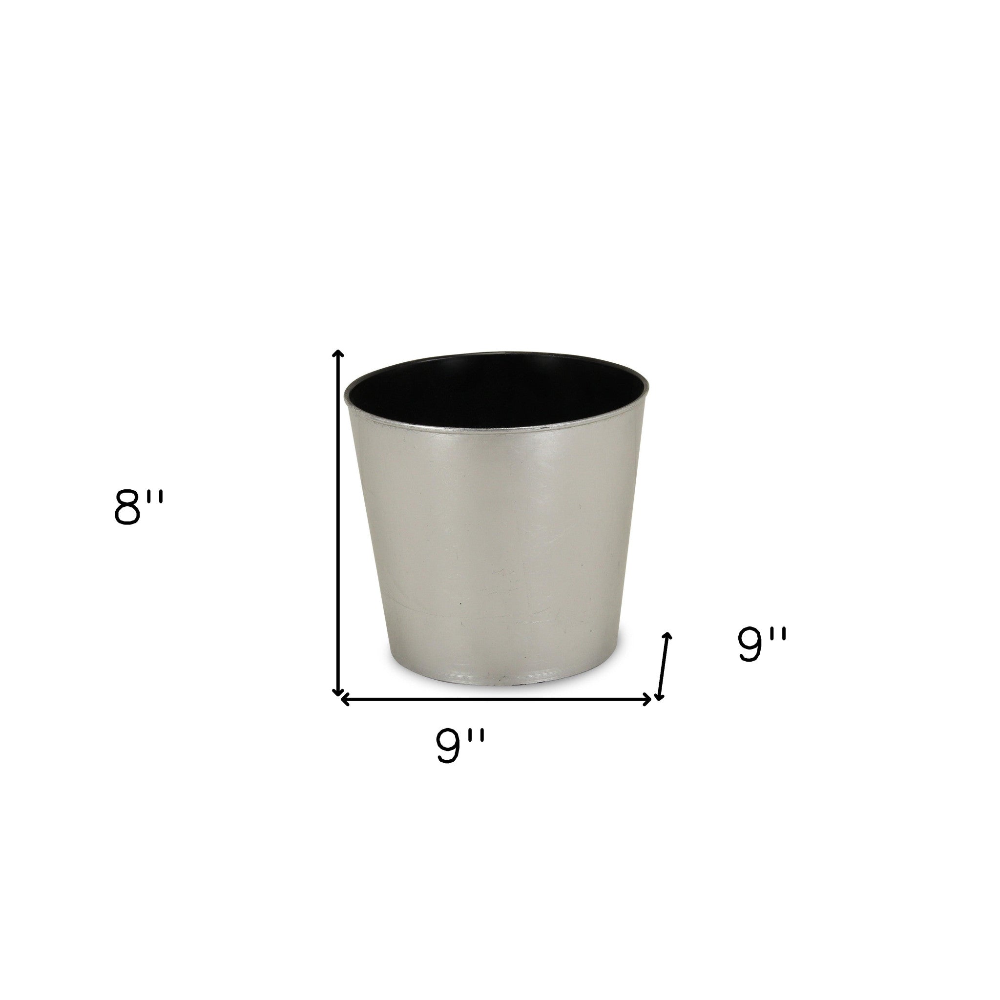 9" Silver Recycled Plastic Indoor Outdoor Round Nursery Pot - Homeroots - Flyclothing LLC