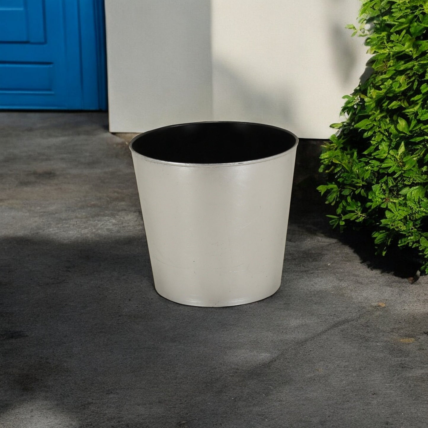 9" Silver Recycled Plastic Indoor Outdoor Round Nursery Pot - Homeroots - Flyclothing LLC