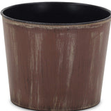 7" Brown and Ivory Abstract Recycled Plastic Indoor Outdoor Round Pot Planter - Homeroots - Flyclothing LLC