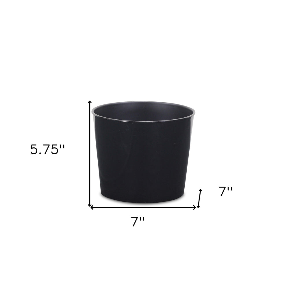 7" Black Recycled Plastic Indoor Outdoor Round Pot Planter - Homeroots - Flyclothing LLC