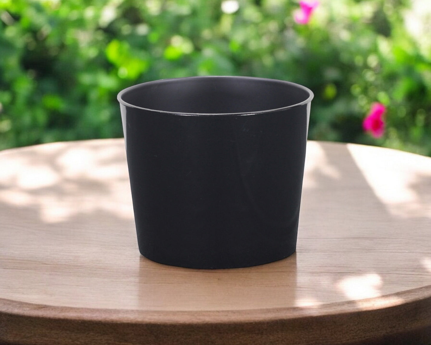7" Black Recycled Plastic Indoor Outdoor Round Pot Planter - Homeroots - Flyclothing LLC