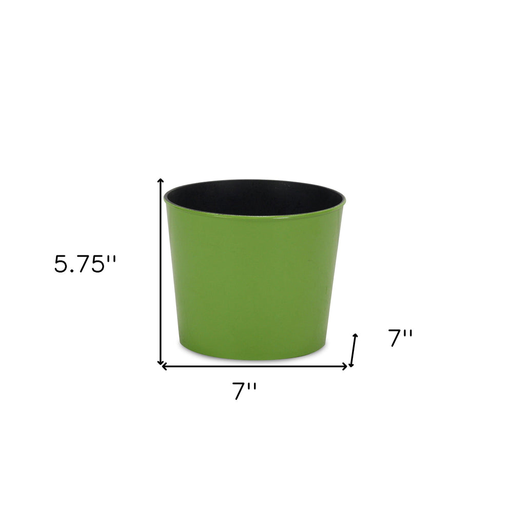 7" Lime Green Recycled Plastic Indoor Outdoor Round Pot Planter - Homeroots - Flyclothing LLC