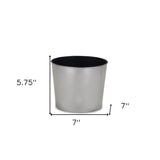7" Silver Recycled Plastic Indoor Outdoor Round Pot Planter - Homeroots - Flyclothing LLC
