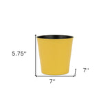 7" Yellow Recycled Plastic Indoor Outdoor Round Pot Planter - Homeroots - Flyclothing LLC