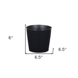 7" Black Recycled Plastic Indoor Outdoor Round Pot Planter - Homeroots - Flyclothing LLC
