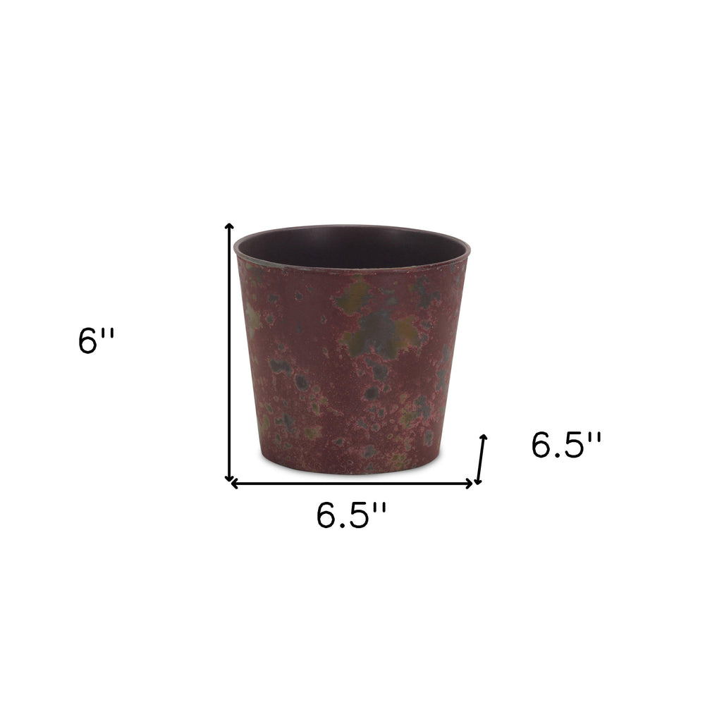 7" Red Recycled Plastic Indoor Outdoor Round Pot Planter - Homeroots - Flyclothing LLC