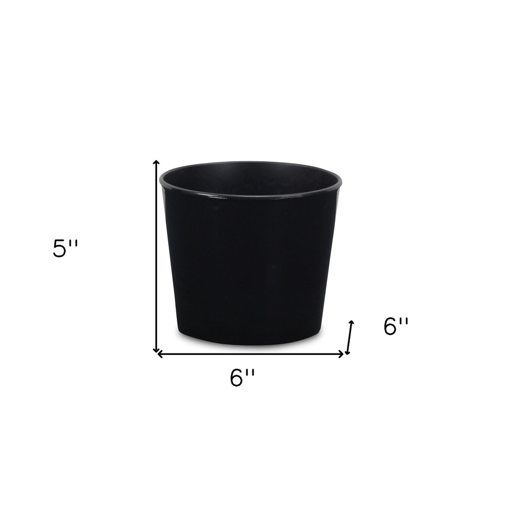 6" Black Recycled Plastic Indoor Outdoor Round Pot Planter - Homeroots - Flyclothing LLC