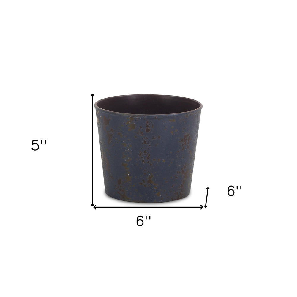 6" Blue Recycled Plastic Indoor Outdoor Round Pot Planter - Homeroots - Flyclothing LLC