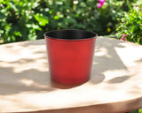 6" Red Recycled Plastic Indoor Outdoor Round Pot Planter - Homeroots
