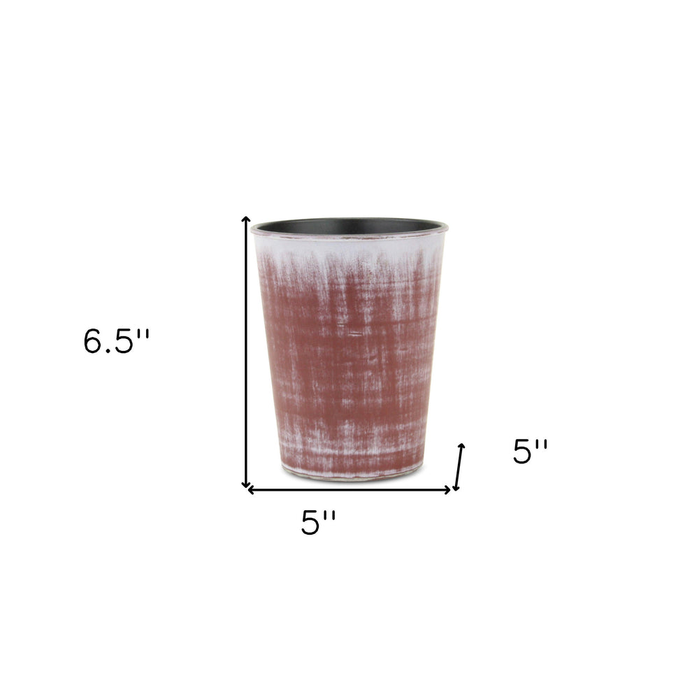 5" Brown and Ivory Abstract Recycled Plastic Indoor Outdoor Round Nursery Pot - Homeroots - Flyclothing LLC