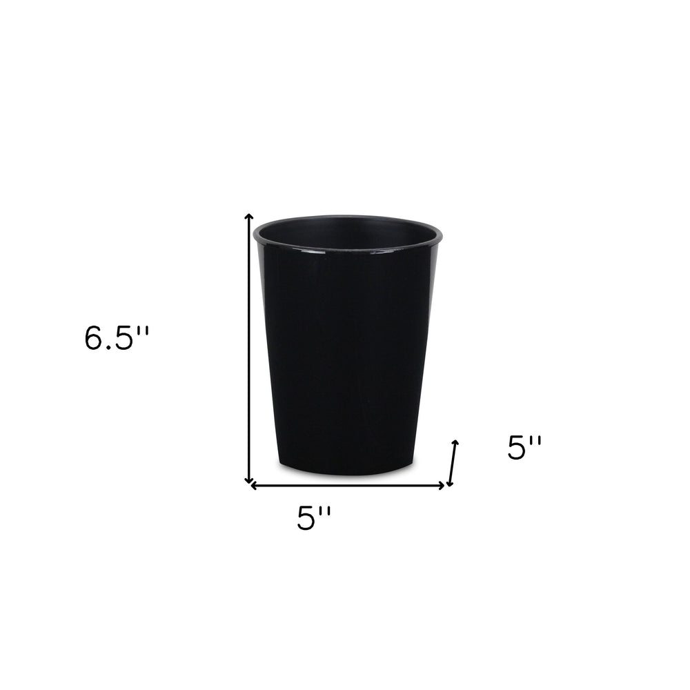 5" Black Recycled Plastic Indoor Outdoor Round Pot Planter - Homeroots - Flyclothing LLC