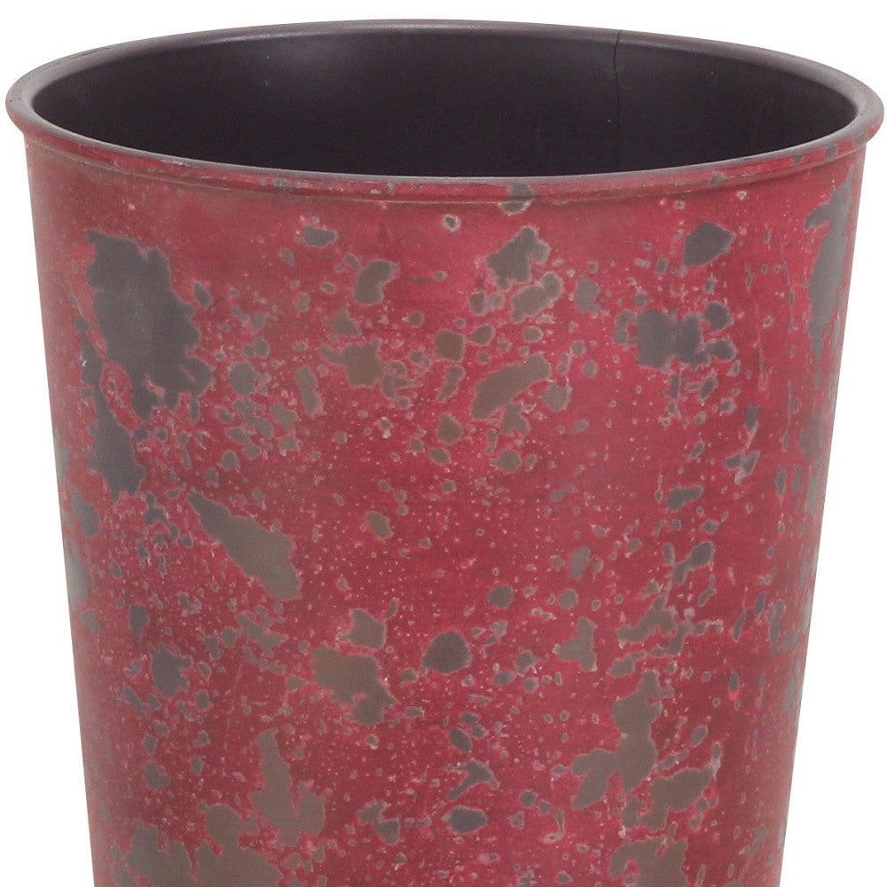 5" Red Recycled Plastic Indoor Outdoor Round Pot Planter - Homeroots - Flyclothing LLC