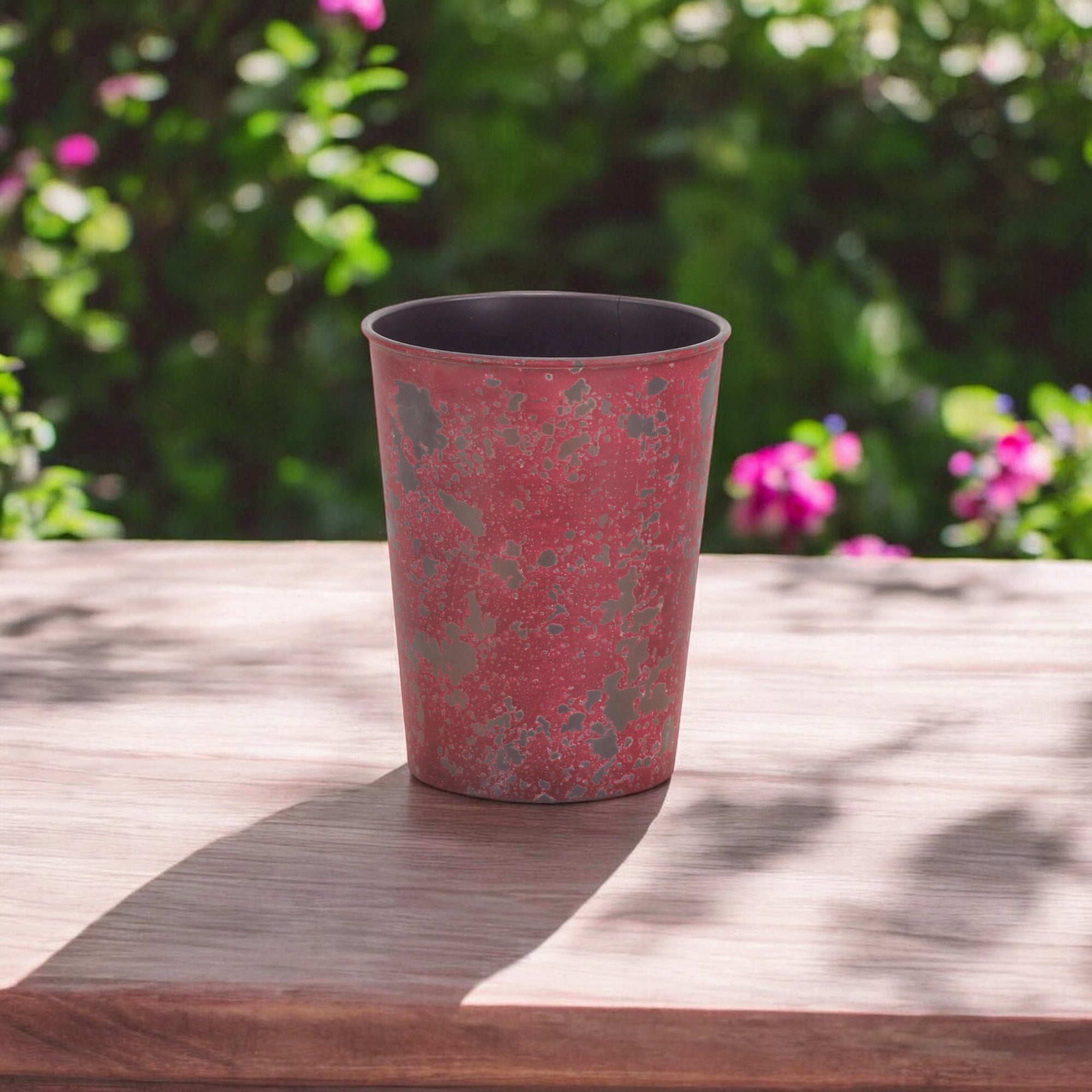 5" Red Recycled Plastic Indoor Outdoor Round Pot Planter - Homeroots - Flyclothing LLC