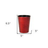 5" Red Recycled Plastic Indoor Outdoor Round Pot Planter - Homeroots - Flyclothing LLC