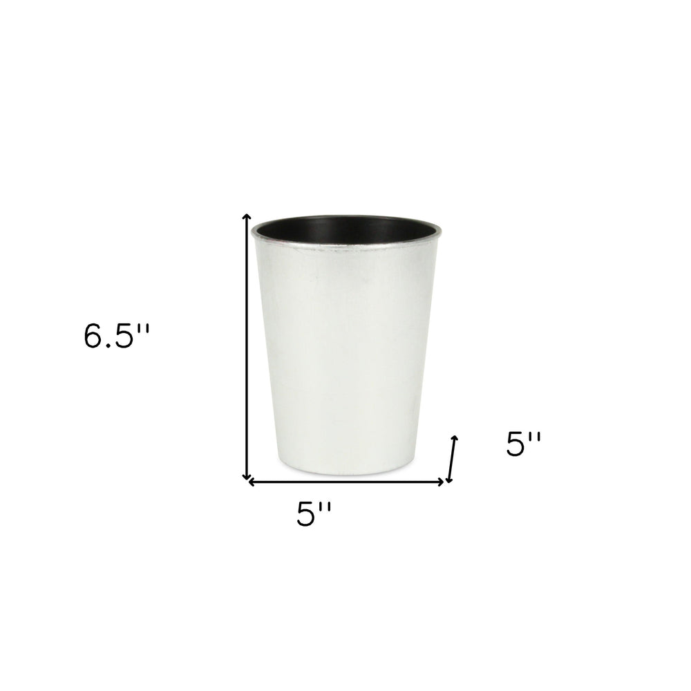 5" Silver Recycled Plastic Indoor Outdoor Round Pot Planter - Homeroots - Flyclothing LLC