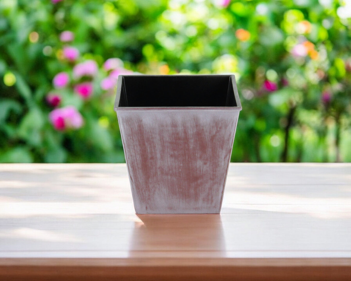 5" Brown and Ivory Abstract Recycled Plastic Indoor Outdoor Rectangular Pot Planter - Homeroots - Flyclothing LLC