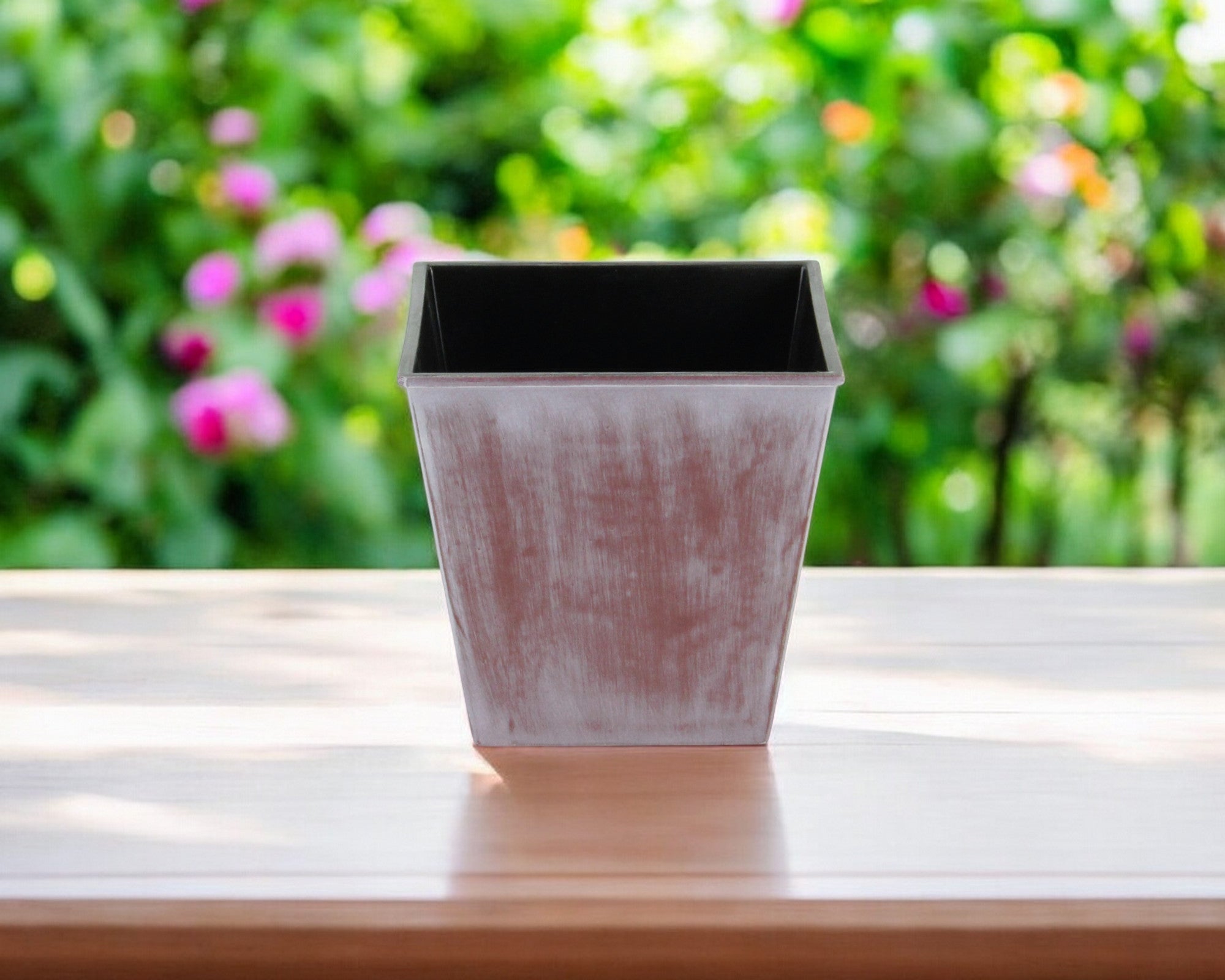 5" Brown and Ivory Abstract Recycled Plastic Indoor Outdoor Rectangular Pot Planter - Homeroots - Flyclothing LLC